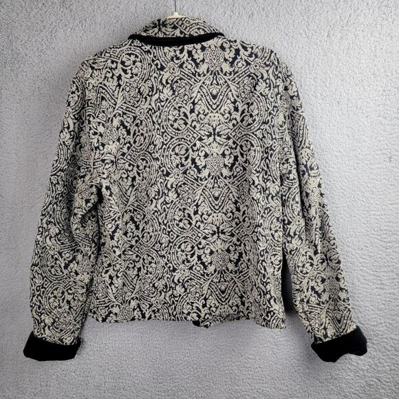 Coldwater Creek Jacket Blazer Womens L Jacquard Vintage Velvet Trim Regencycore - Picture 14 of 16